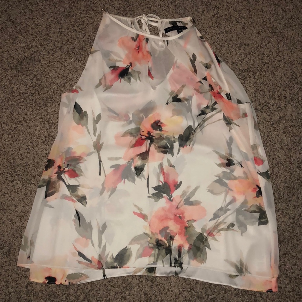 Silk sleeveless blouse with sheer overlay
